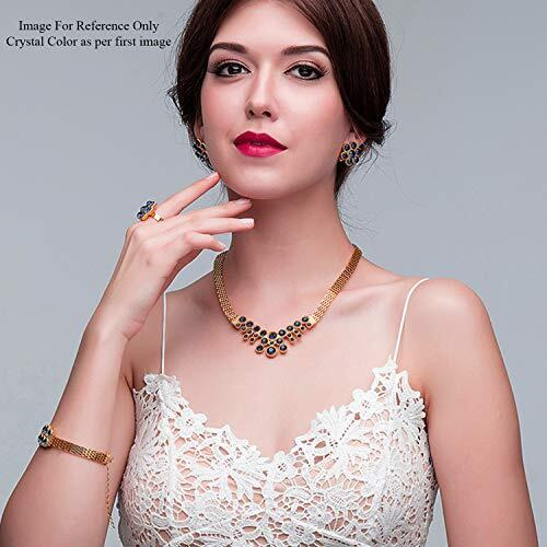 Young & Forever Gift Mesmerizing Gold Plated Red Ruby Crystal and Cubic Zirconia Necklace Set Combo of Necklace Set with Earrings, Bracelet and Ring for Girls and Women Jewellery Combo for Girls and Women