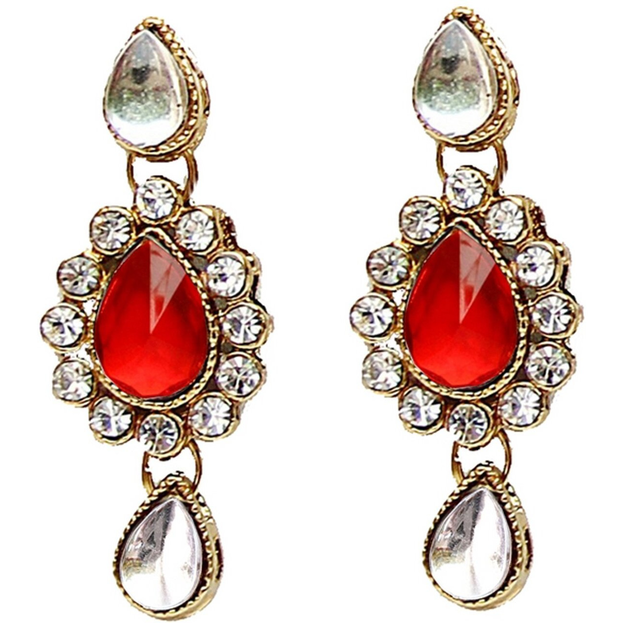 Lucky Jewellery 1-Line Red Colour Kundan Set (MSK-1-LINE-RED)