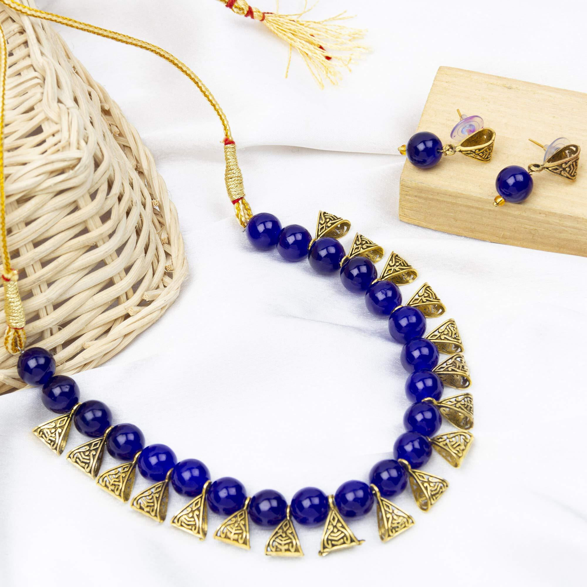 Jewels Galaxy Scintillating Beaded Antique Ravishing Necklace Set for Women/Girls (CT-NCK-44043)