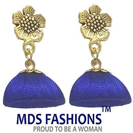 MDS FASHIONS Antique Flower NavyBlue Necklace with Antique Flower Stud and Earring Set for Beautiful Woman
