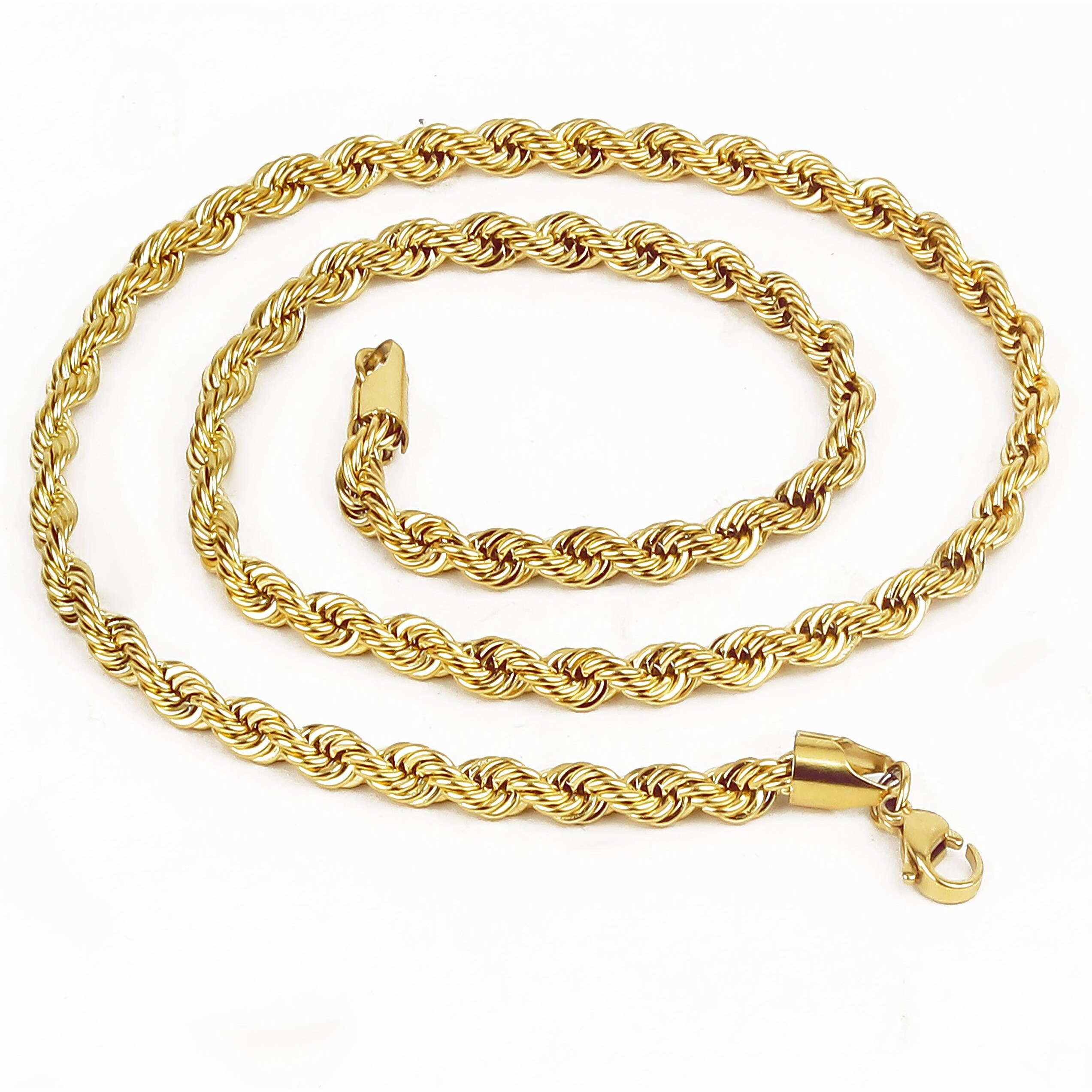 Fashion Frill Stainless Steel Chain Classic Rope Design Gold Plated Chain For Men & Women Necklace Jewelry Gift