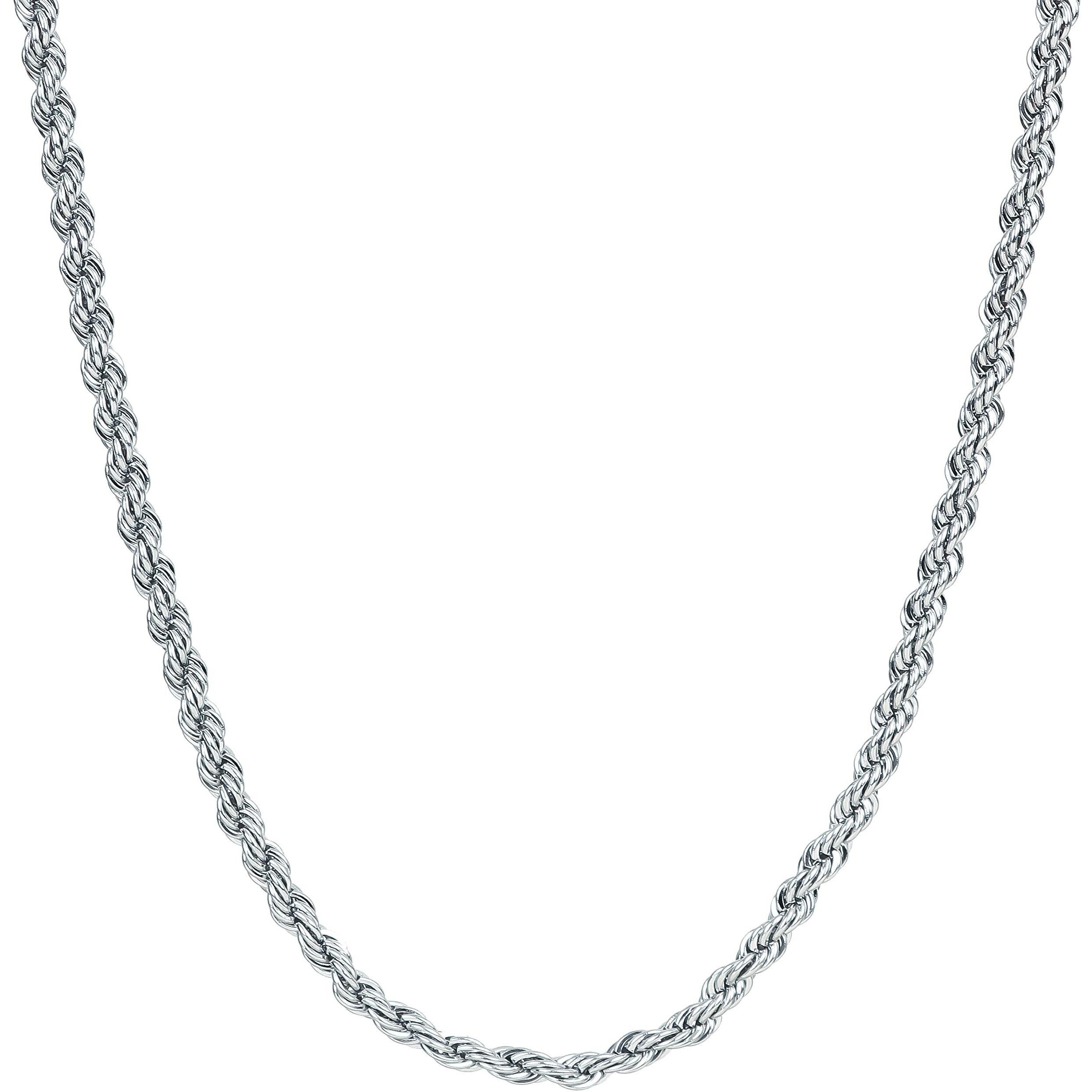 Fashion Frill Stainless Steel Chain Classic Rope Design Silver Plated Chain For Men & Women Jewelry Gift