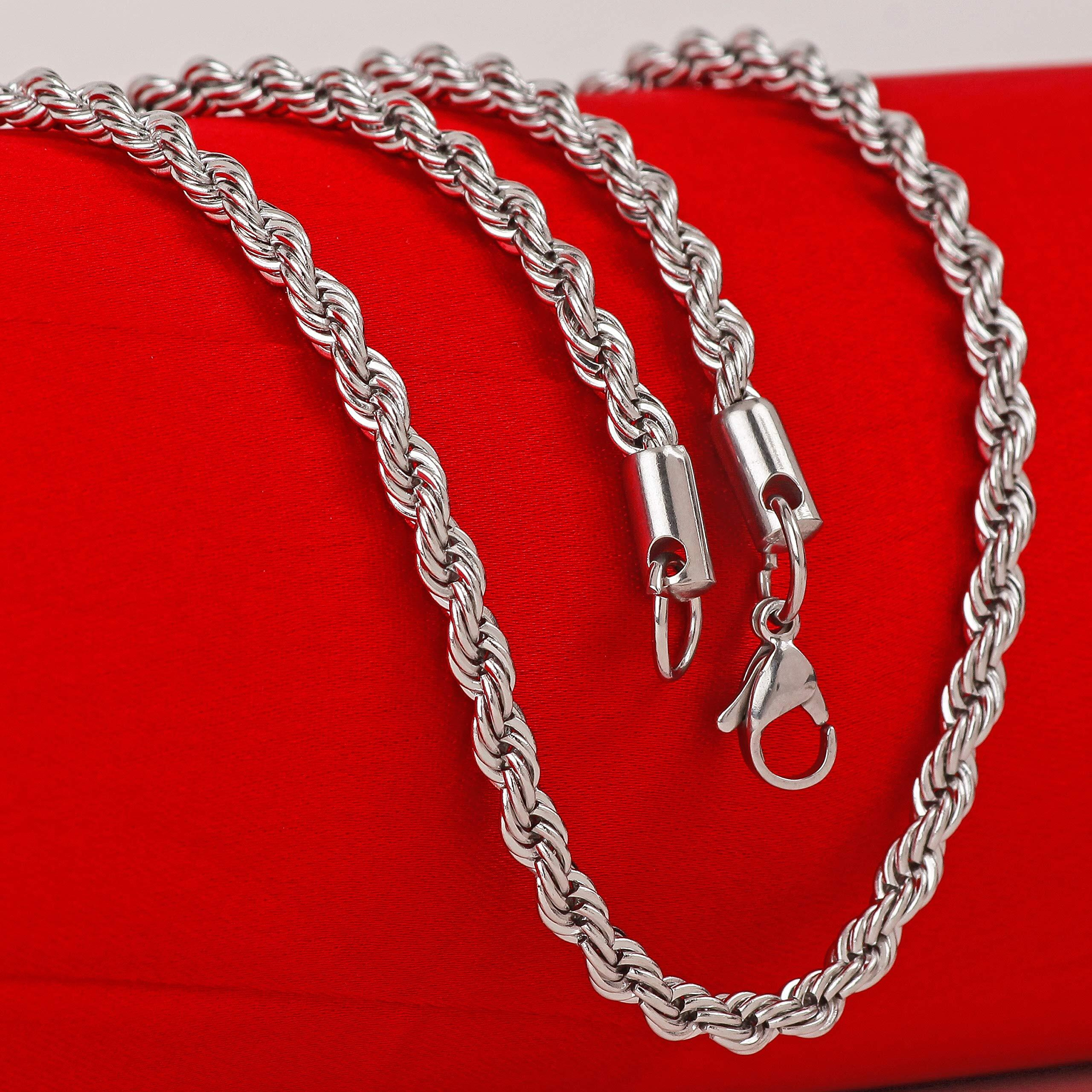 Fashion Frill Stainless Steel Chain Classic Rope Design Silver Plated Chain For Men & Women Jewelry Gift