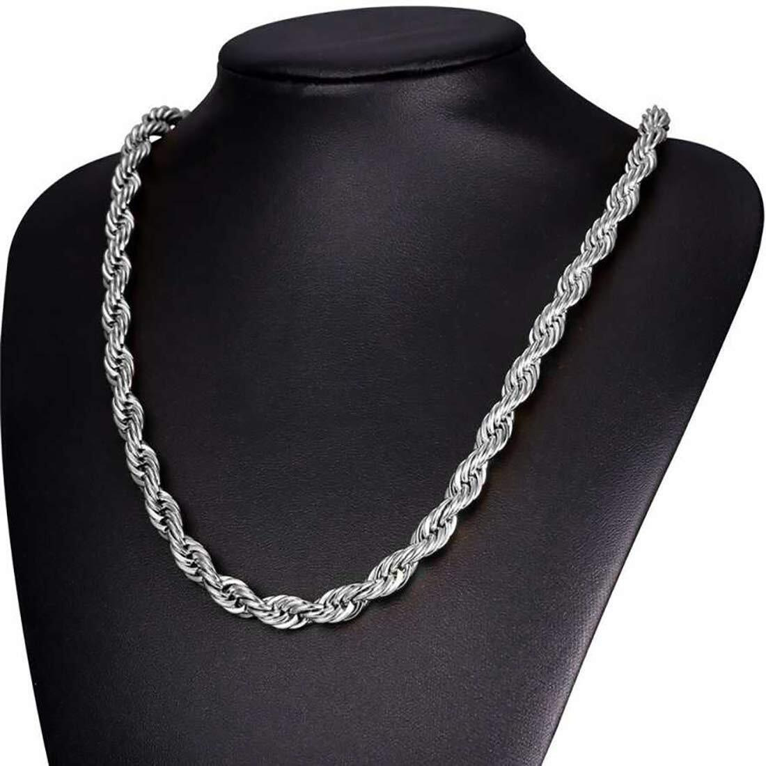 Fashion Frill Silver Chain For Men Stainless Steel Silver Plated Rope Design Necklace Silver Chain For Men Boys Girls Women Jewellery Chains 22 Inches