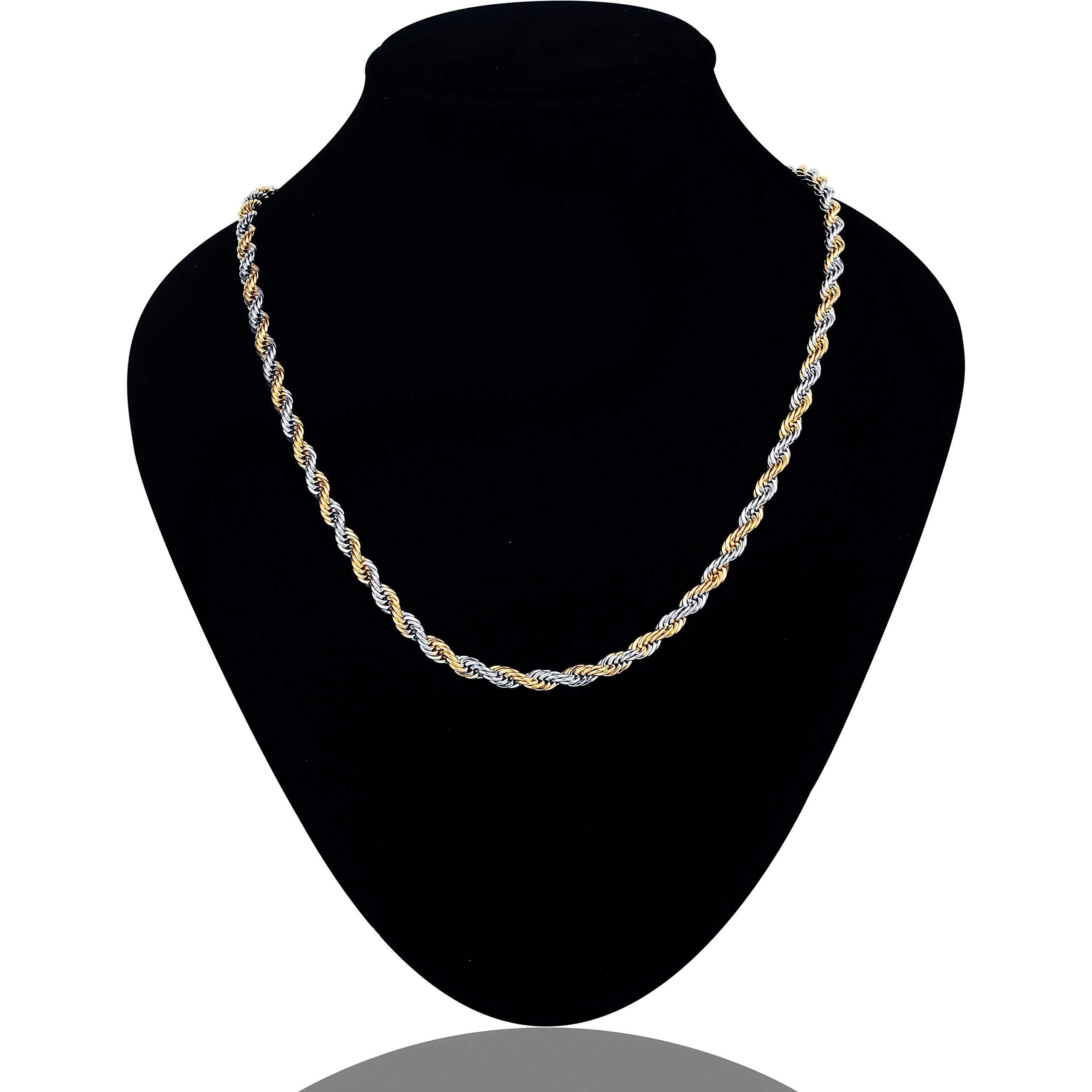 Fashion Frill Stainless Steel Chain Classic Rope Design Gold & Silver Plated Chain For Men & Women Jewelry Gift