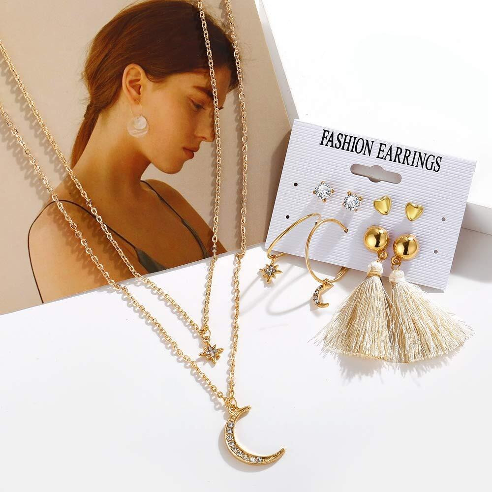 Jewels Galaxy Wonderful AD Gold Plated Earrings with Necklace for Women/Girls (CT-CB-MIIX-49534)