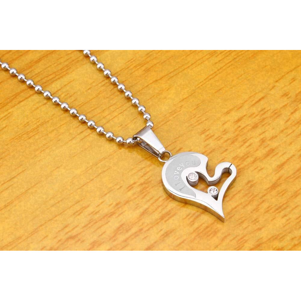 Fashion Frill Black Heart Shape Stainless Steel I Love you Couple Pendant Necklace For Men Boys Girls