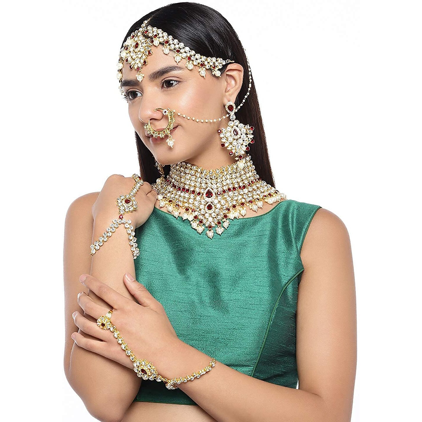 I Jewels Traditional Gold Plated Kundan Ethnic Bridal Jewellery Set for Women (BLP021M)