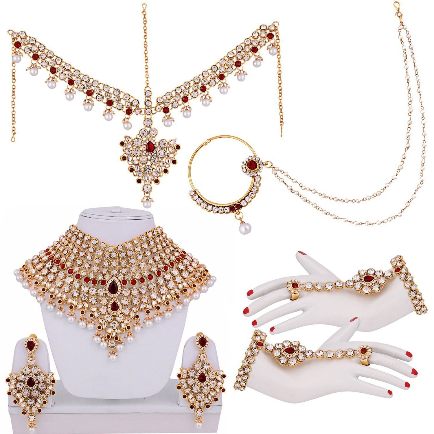 I Jewels Traditional Gold Plated Kundan Ethnic Bridal Jewellery Set for Women (BLP021M)