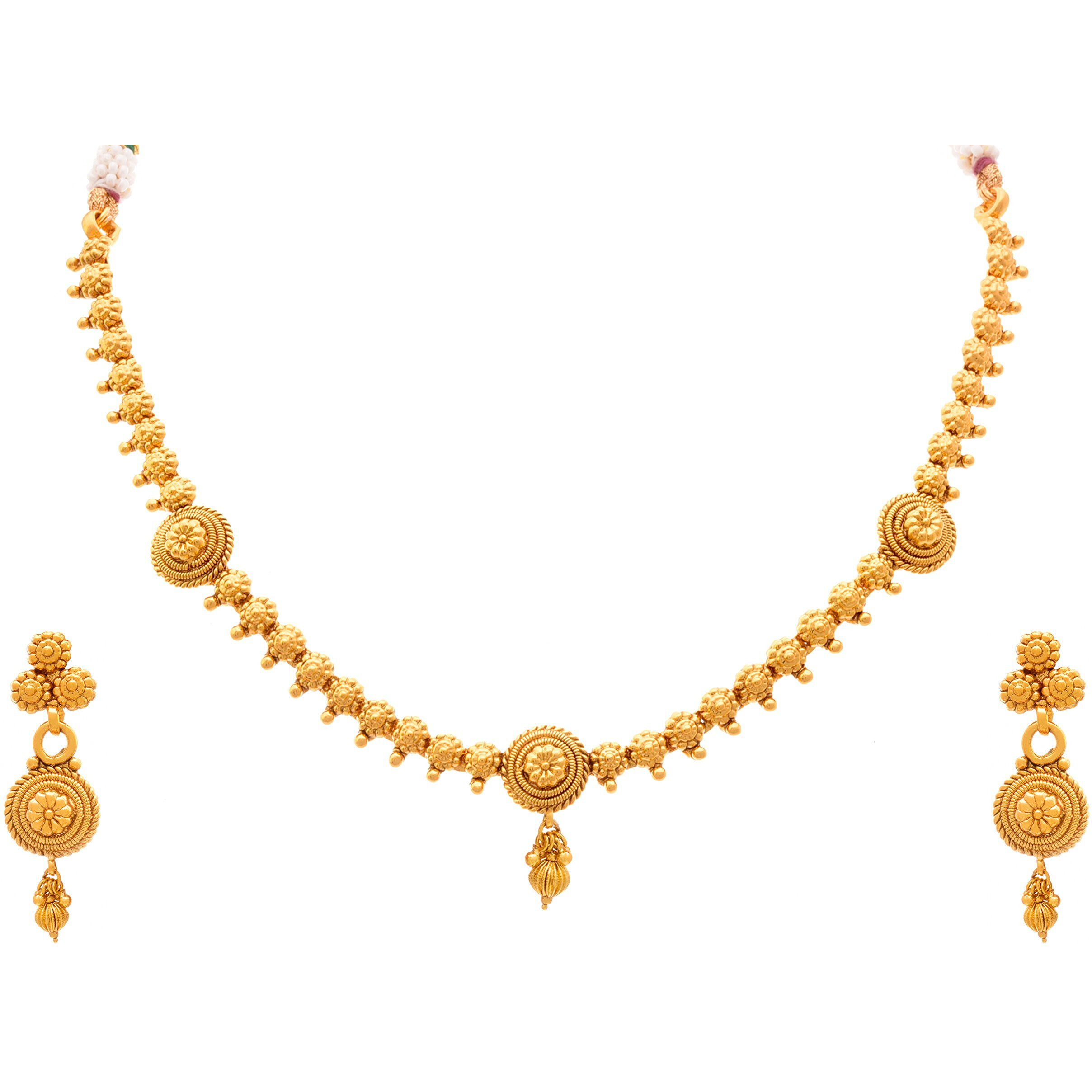 JFL - Jewellery for Less Traditional Ethnic One Gram Gold Plated Designer Necklace Set with Earring Girls and Women,Valentine
