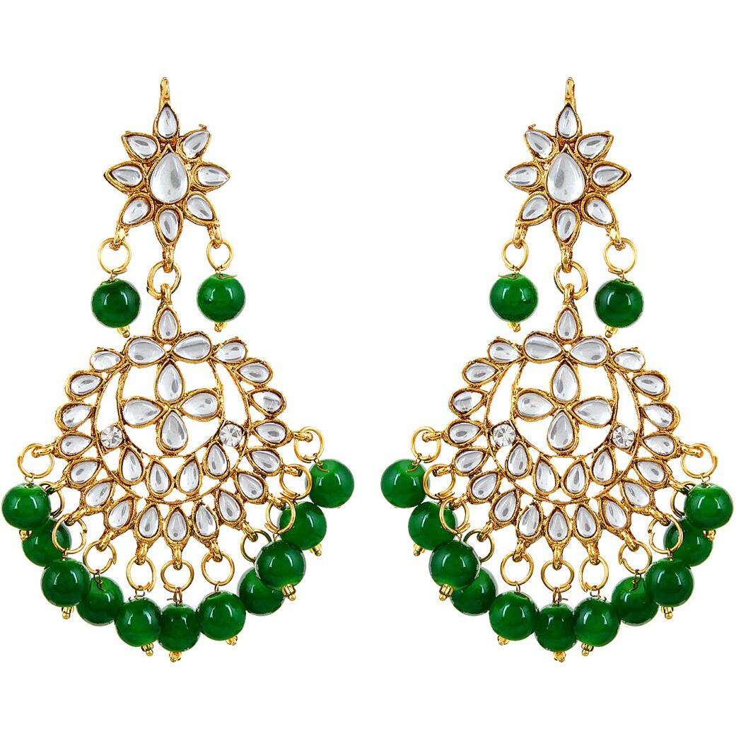 YouBella Jewellery Sets for Women Gold Plated Kundan Wedding Bridal Necklace Jewellery set with Earrings For Girls/Women (Green)