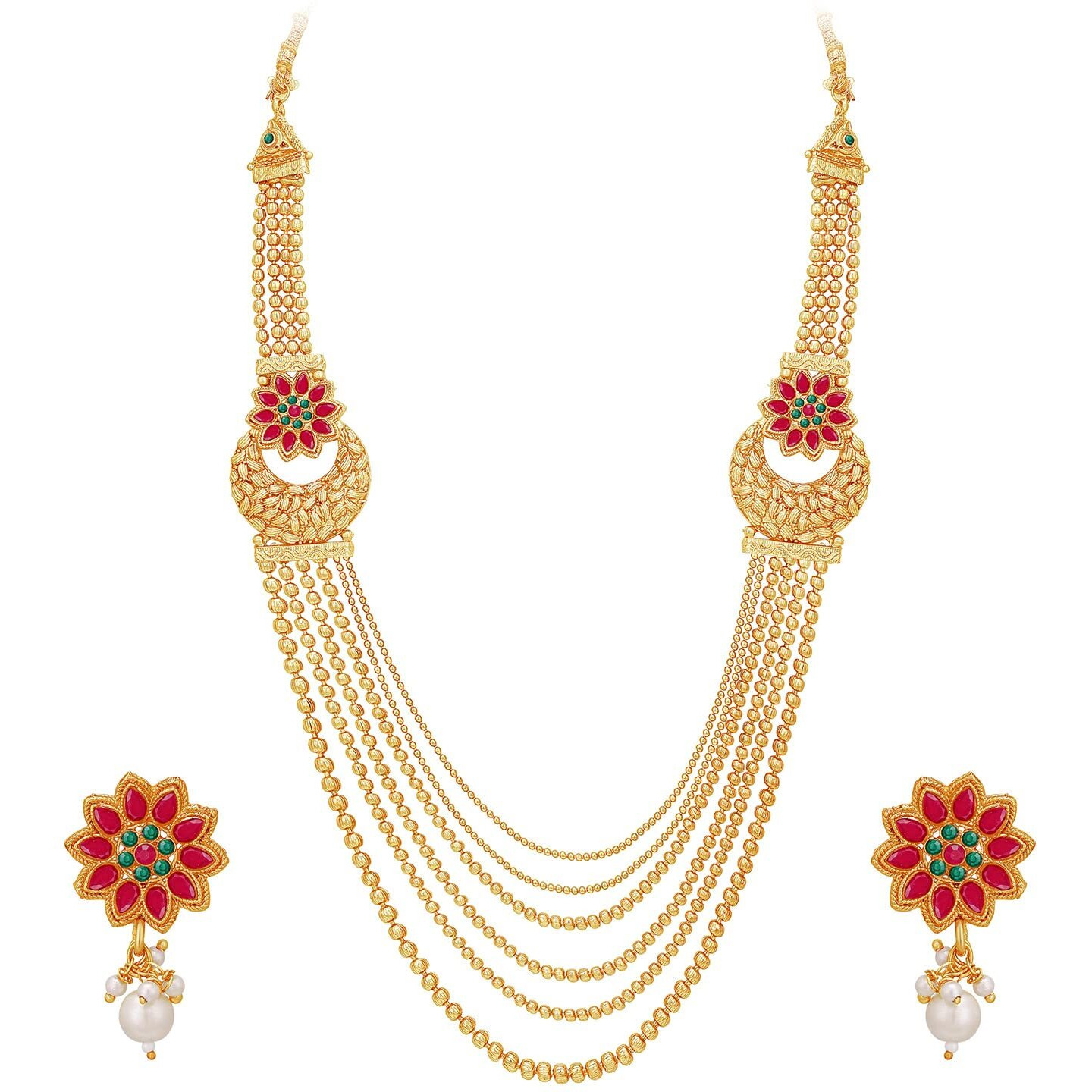 Sukkhi Lovable Gold Plated Pearl Layered Necklace Set For Women (Ns101526)
