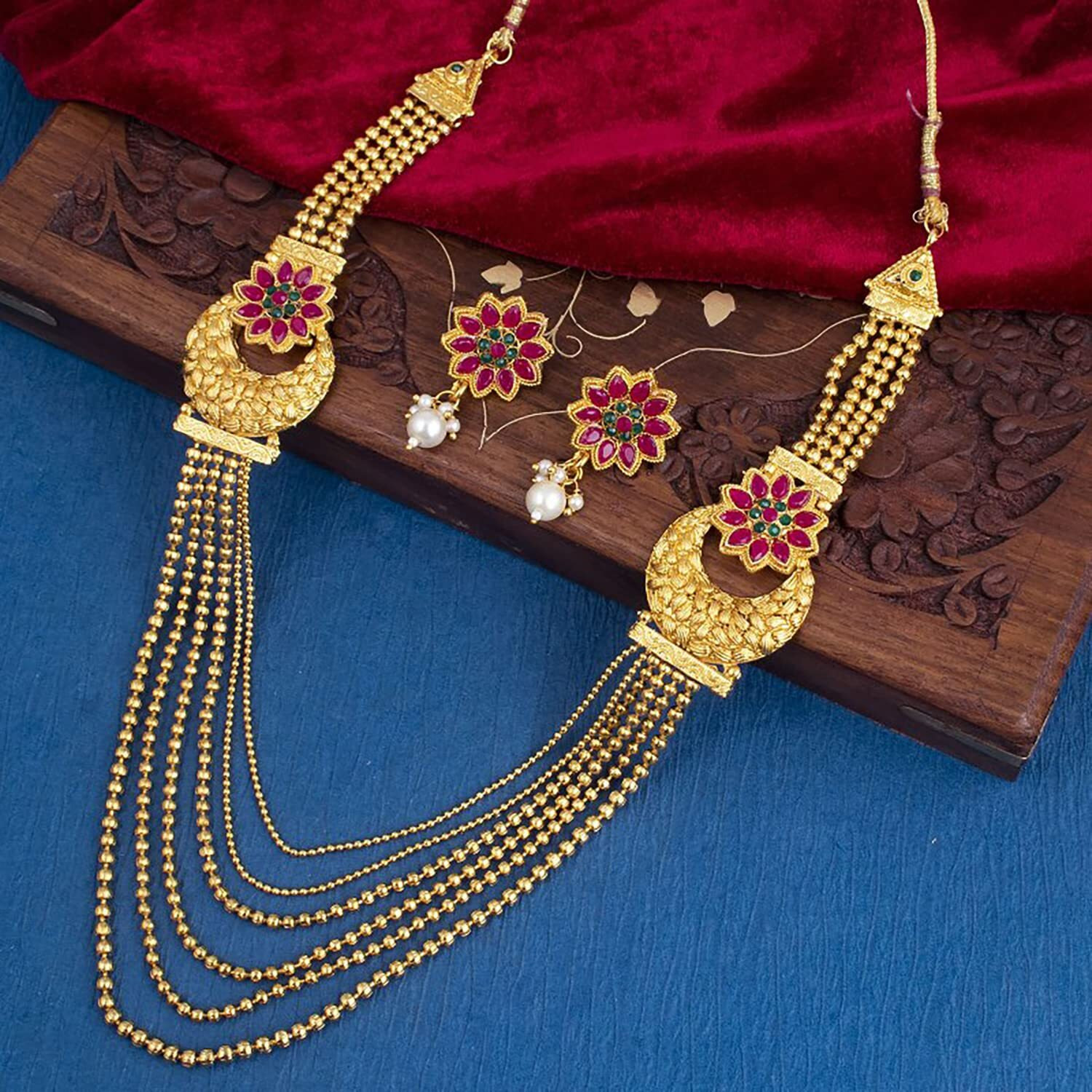 Sukkhi Lovable Gold Plated Pearl Layered Necklace Set For Women (Ns101526)