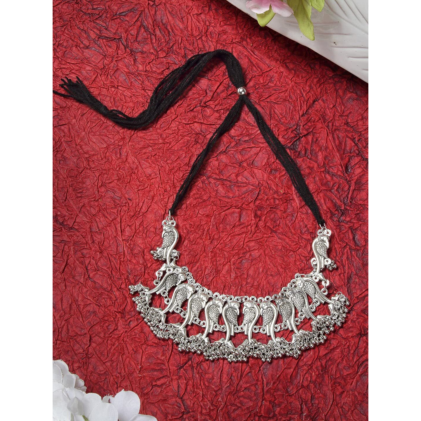 YouBella Jewellery for Women Aghani Tribal Oxidised Necklace Jewellery Set with Earrings for Women & Girls (Style 2)