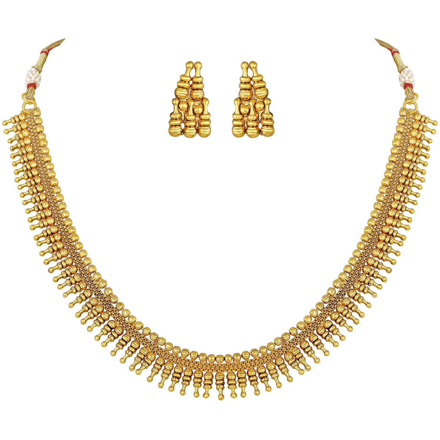 Peora Traditional Gold Plated Choker Necklace With Earring Jewellery Set for Women