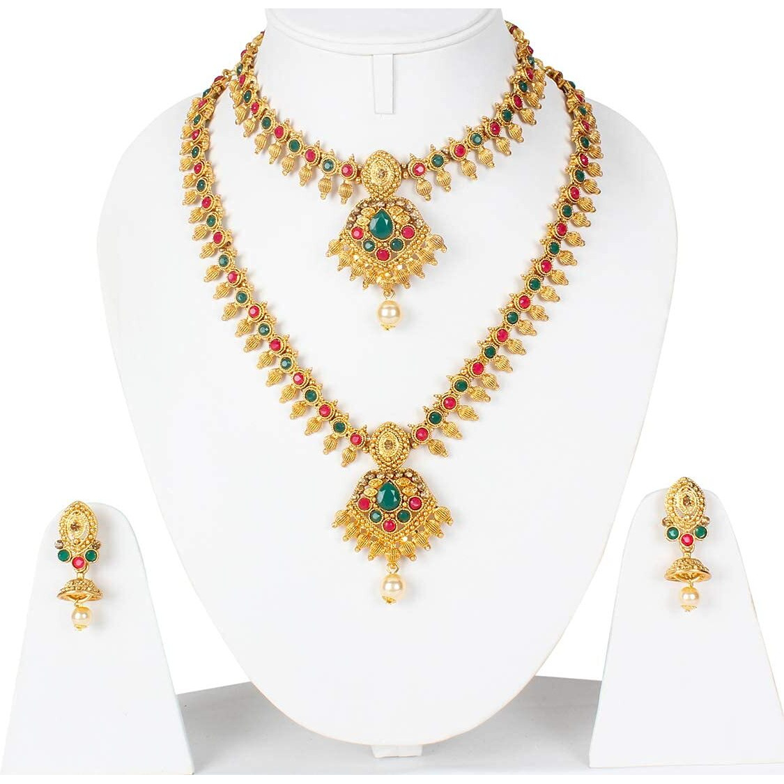 Shining Diva Fashion Latest Combo Design Necklace Set for Women Wedding Traditional Gold Plated Jewellery Set for Women (rrsd10254s)