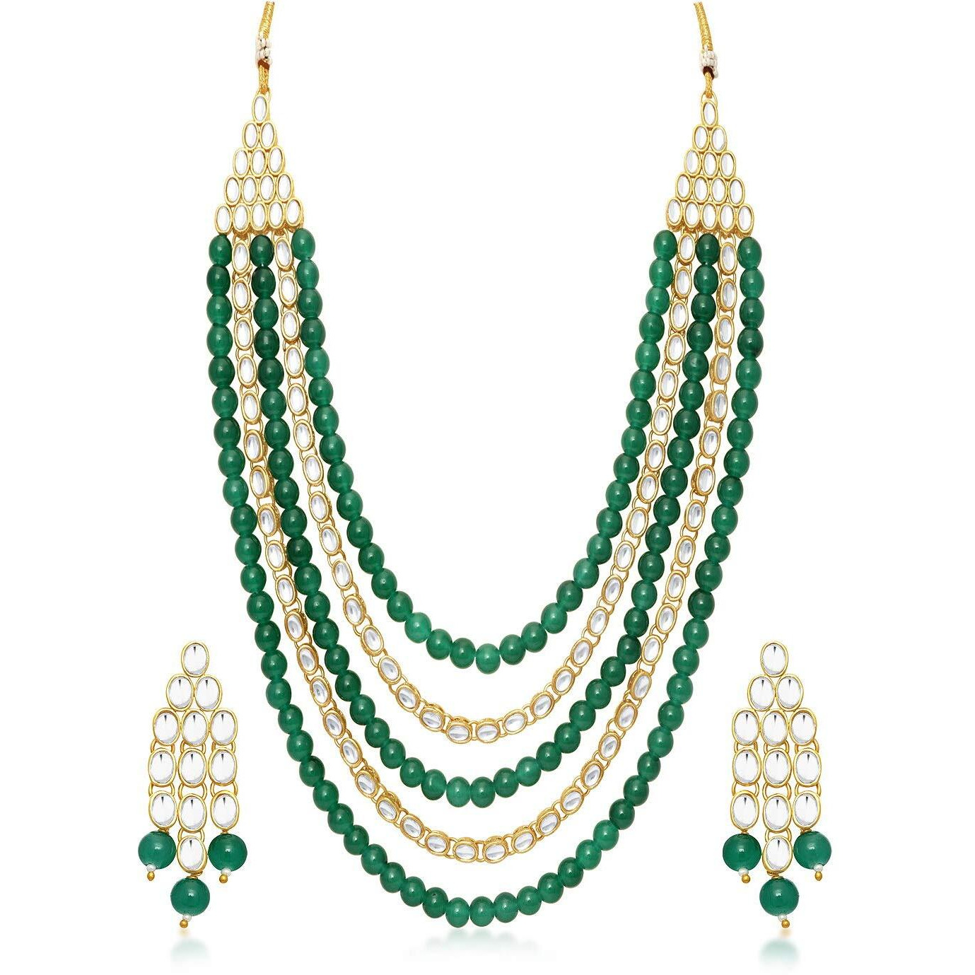 Sukkhi Trendy Gold Plated Wedding Jewellery Kundan Long Haram Necklace Set for women (N73505_D1)