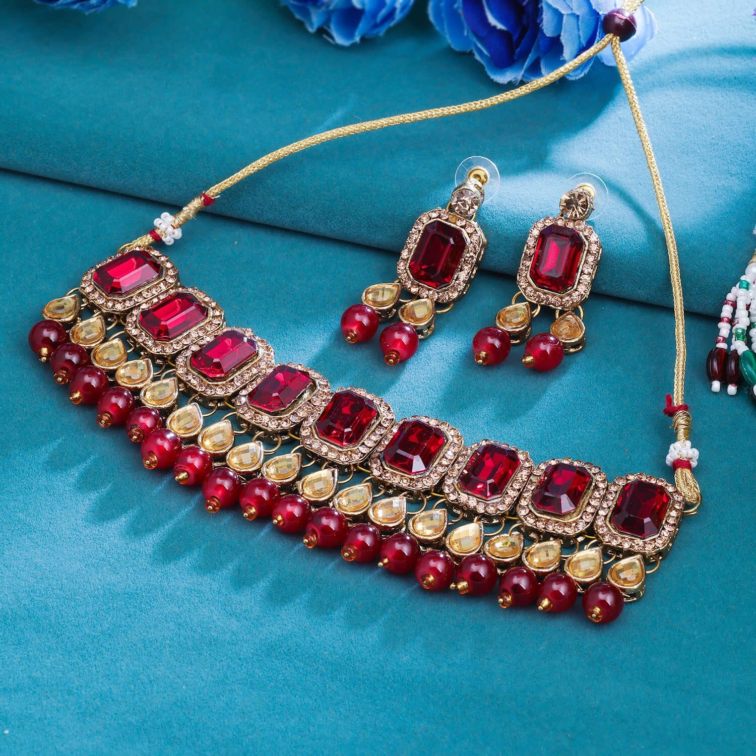 Sukkhi Exciting Gold Plated Choker Necklace Set for Women (NS104402)