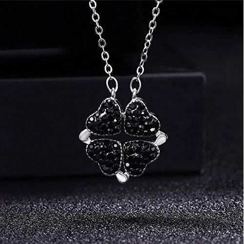Grab Classy Stainless Steel 2 in1 Four Heart Necklace Both sides magnetic heart clover pendant for Valentines Day gift (Red)