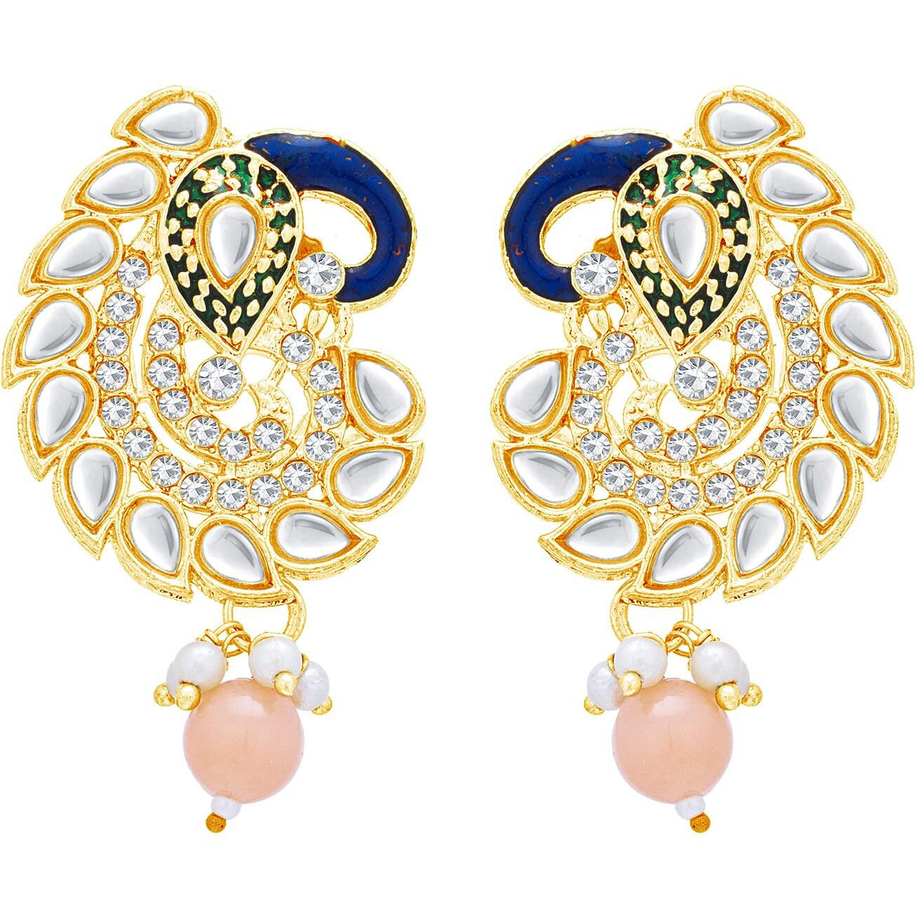 Sukkhi Intricately Gold Plated Colour Stone & Pearl Collar Necklace Set For Women (NS101118)