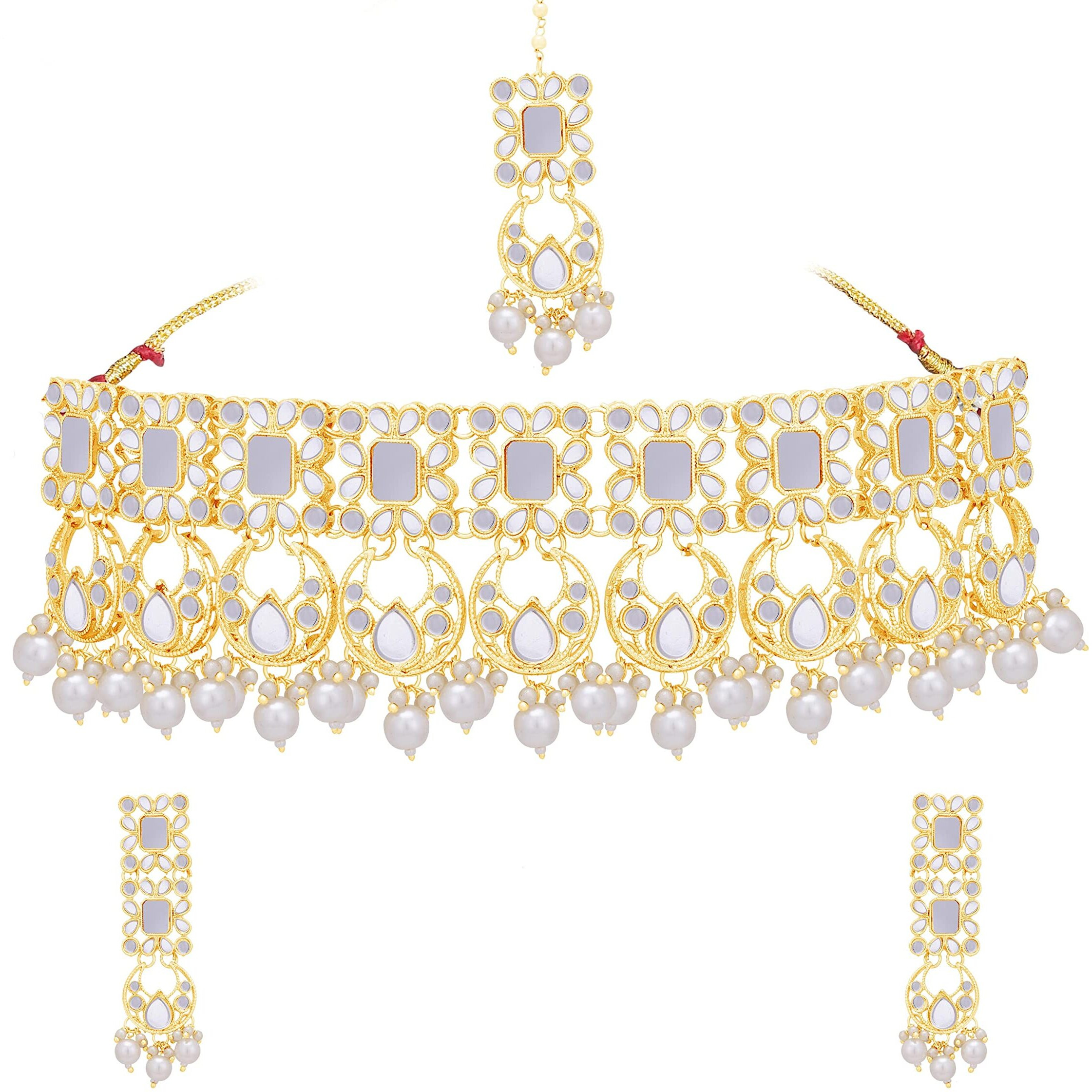 Sukkhi Pretty Gold Plated Kundan Choker Necklace Set for Women (NS104270)