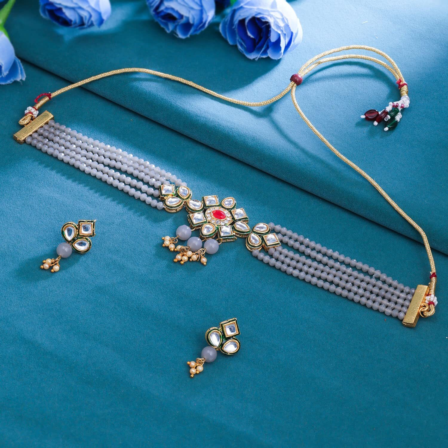 Sukkhi Darling Gold Plated Choker Necklace Set for Women (NS104339)