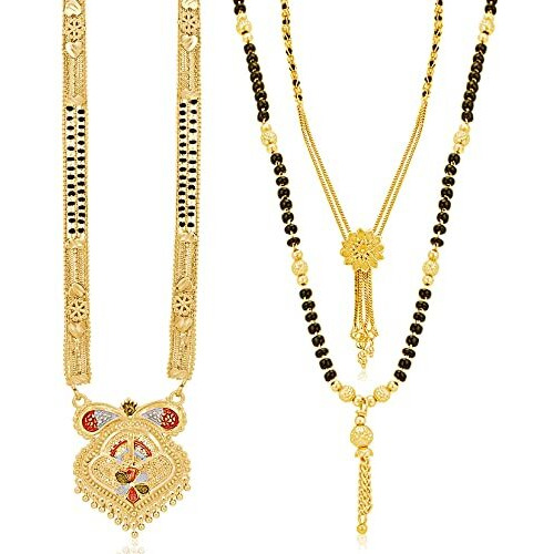 Sukkhi Glossy Gold Plated Mangalsutra Pendant Combo for Women (CBMP100872)