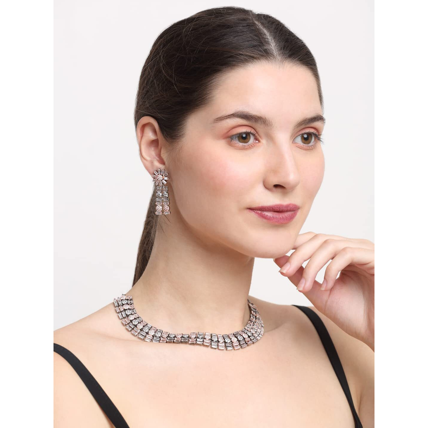 YouBella Jewellery Celebrity Inspired Premium Jewellery Necklace Set with Earrings for Girls and Women (Metallic Round Style)