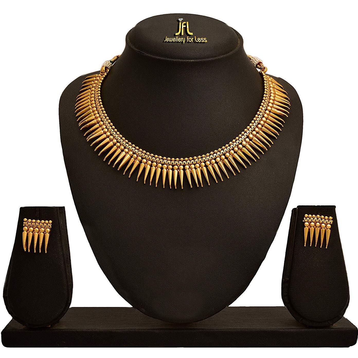 JFL - Jewellery for Less Traditional Modern 1g Gold Plated Divine Sun Rays Necklace Set with Earrings for Women and Girls,Valentine