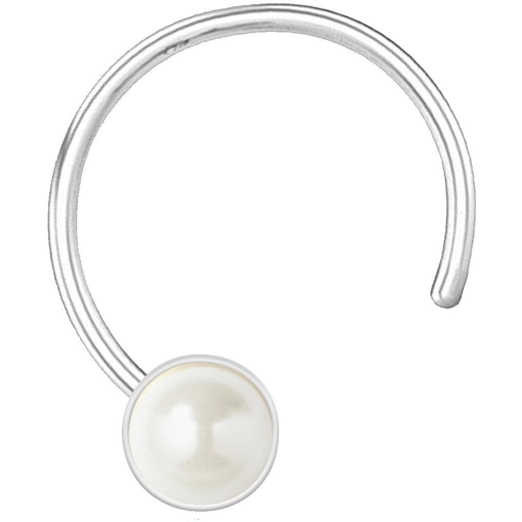 Peenzone 92.5-925 Sterling Silver Round-Shape Pearl Moti Cup-Setting Nose Pin Stud for Women Girls