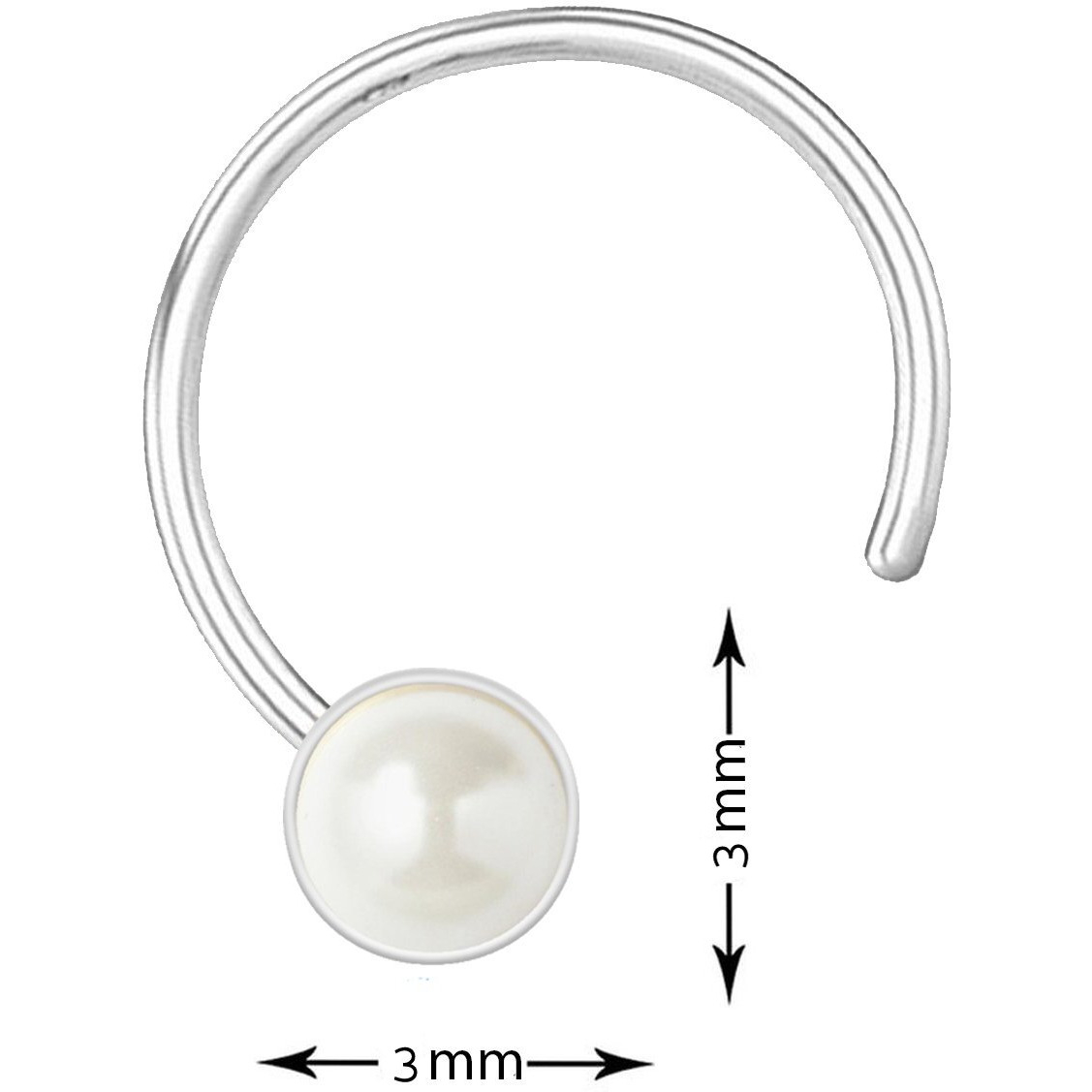 Peenzone 92.5-925 Sterling Silver Round-Shape Pearl Moti Cup-Setting Nose Pin Stud for Women Girls