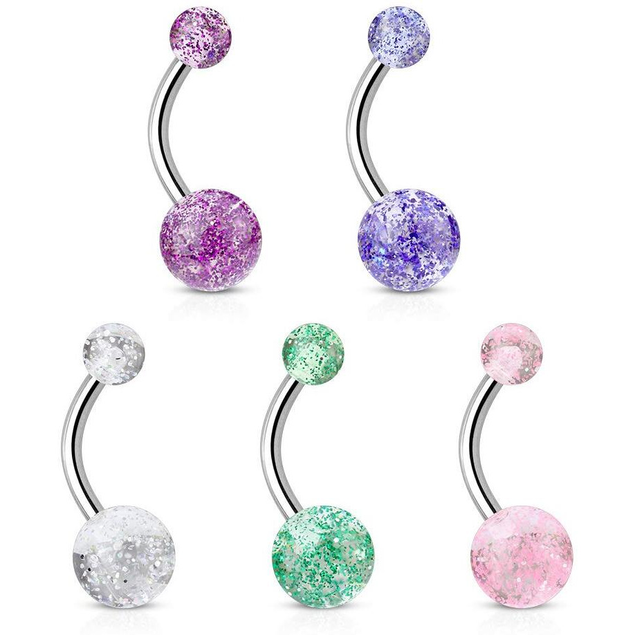Via Mazzini 316L Surgical Stainless Steel Glitter Ball Belly Button Navel Ring for Women and Girls (BB0027) 5 Pcs