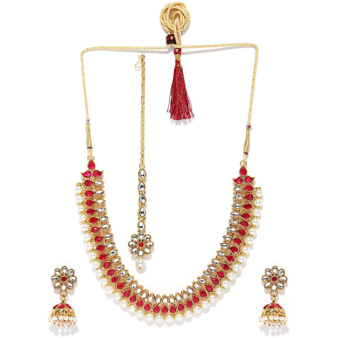 ZAVERI PEARLS Gold Tone Kundan Embedded Necklace Set For Women -ZPFK9110
