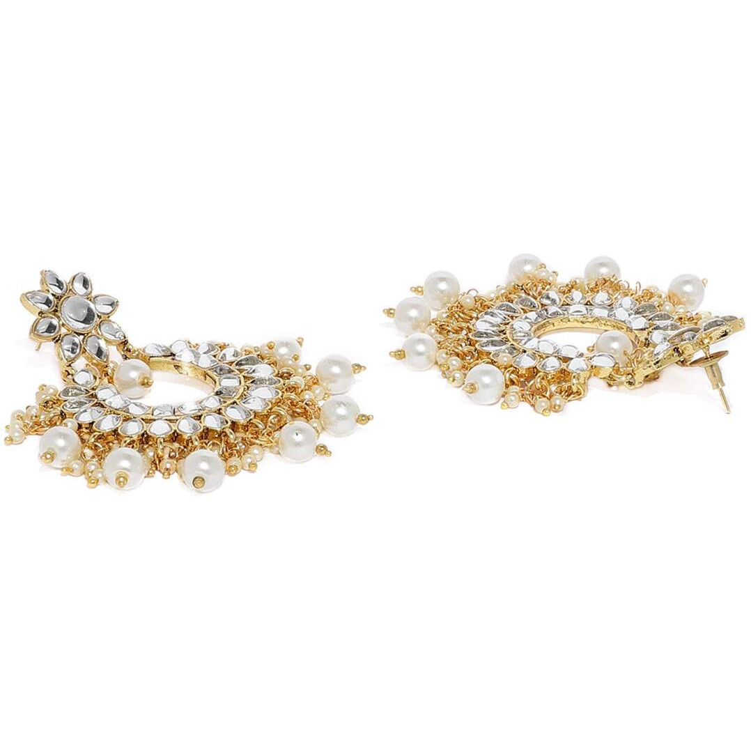 ZAVERI PEARLS Gold Tone Beautifully Embellished with Kundan & Pearls Bridal Choker Necklace Set For Women-ZPFK7397