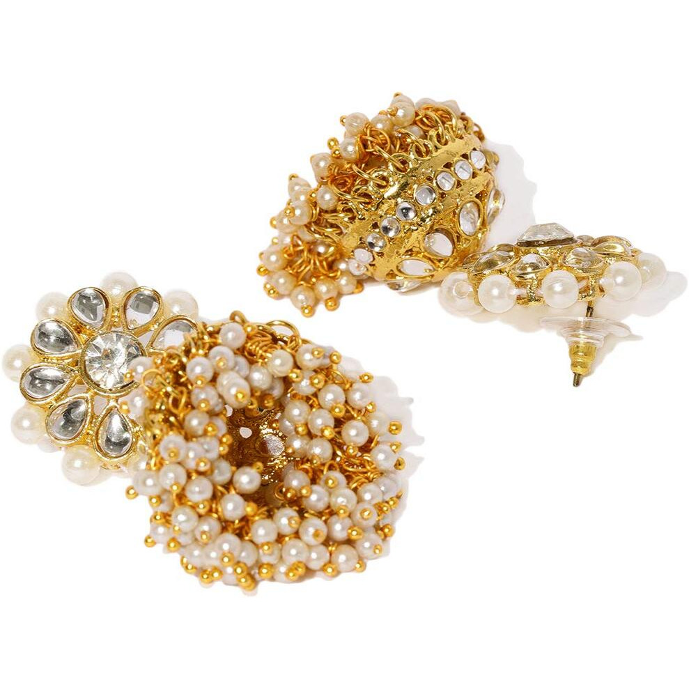 ZAVERI PEARLS Mesmerising Gold Tone Kundan And Pearls Choker Necklace Set For Women-ZPFK8880