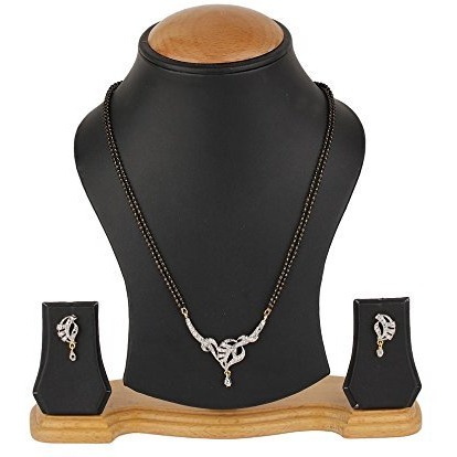 YouBella Womens Pride Collection Combo of Four Designer American Diamond Mangalsutra Pendant with Chain and Earrings for Women (Style 2)