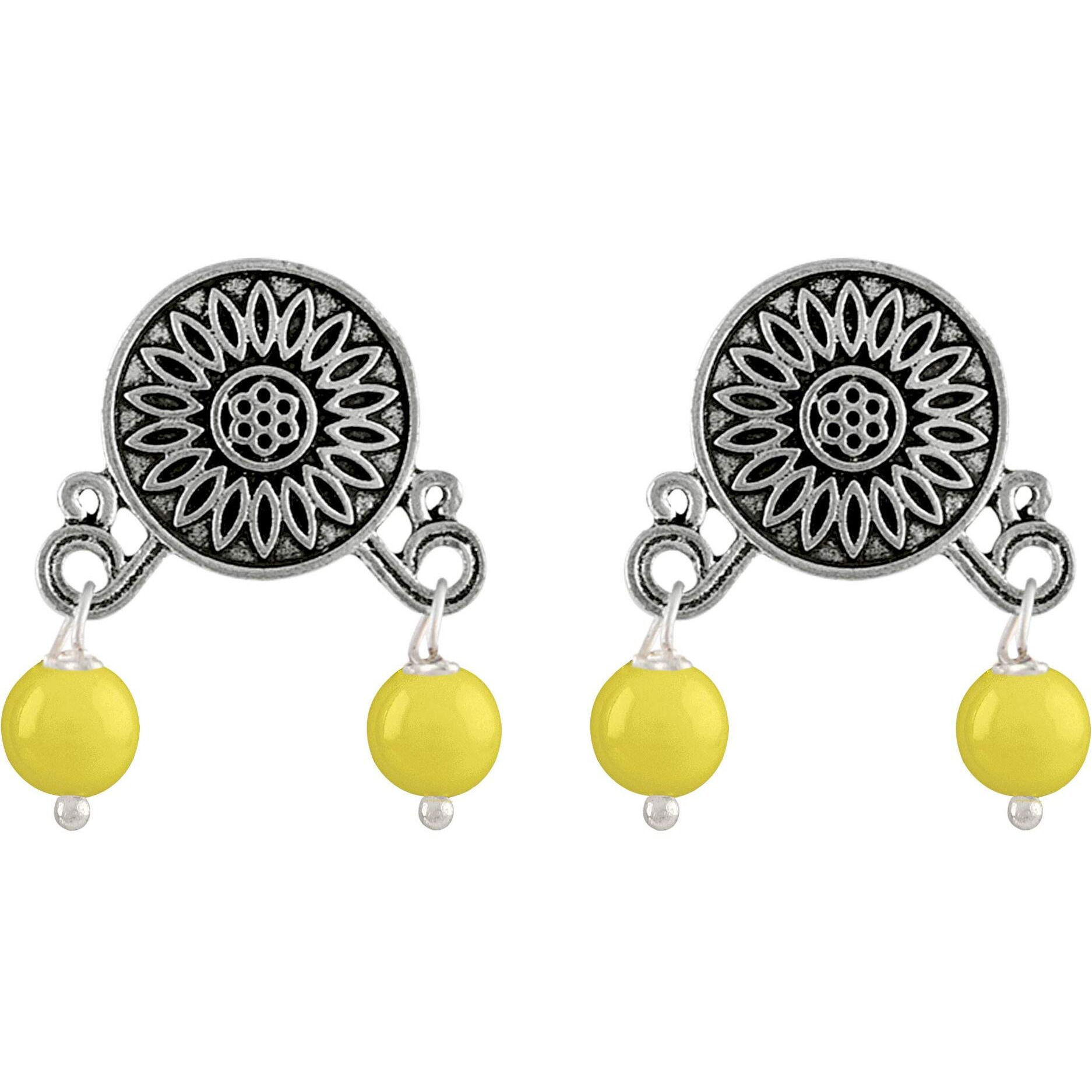 JFL - Jewellery for Less Bead Necklace Silver Plated Ganesha Pendant Set For Women,Valentine