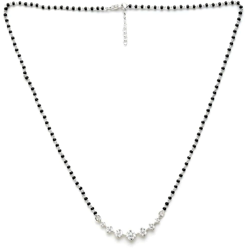 Clara Sterling-silver and Cubic Zirconia Earrings Necklace Set for Girls & Women (White)