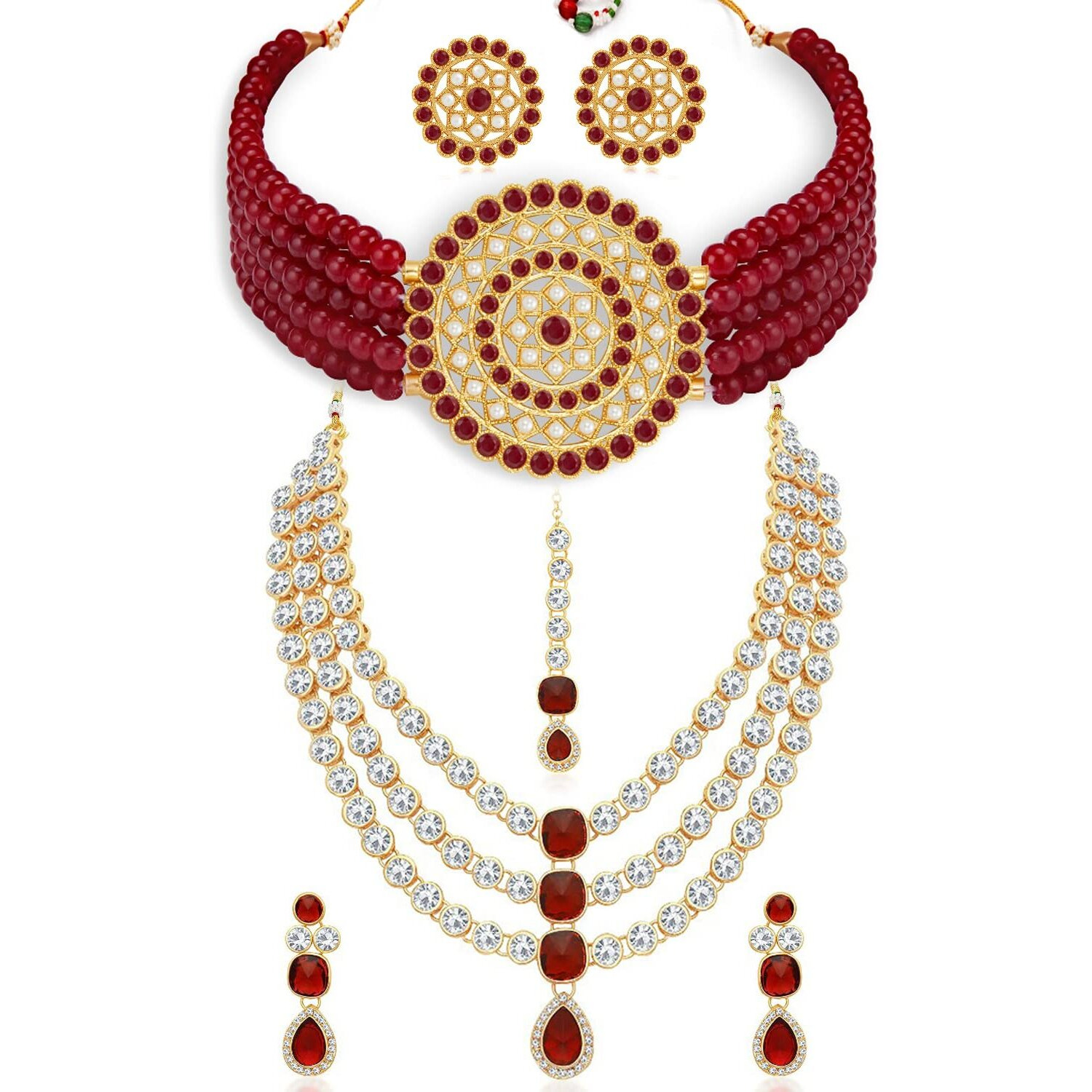 Sukkhi Pleasing Gold Plated Combo Necklace Set for Women (CBNS100919)