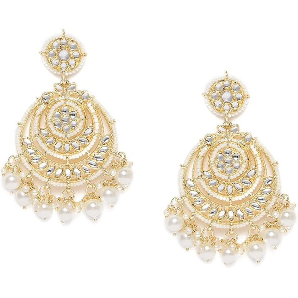 ZAVERI PEARLS Gold Tone Wedding Collection Kundan Choker Necklace Earring & Maangtikka Set For Women-ZPFK10302
