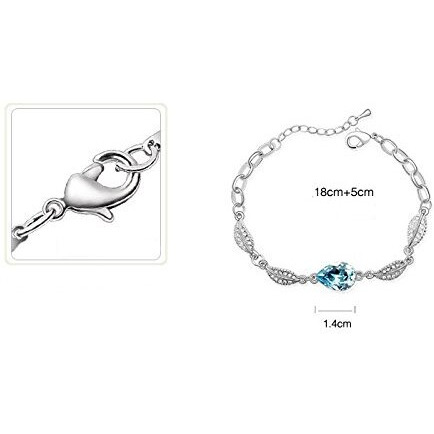 Nakabh Blue Austrian Crystal Combo Jewellery of Pendant Set With Earrings & Bracelet For Girls and Women in Love (Combo 2)