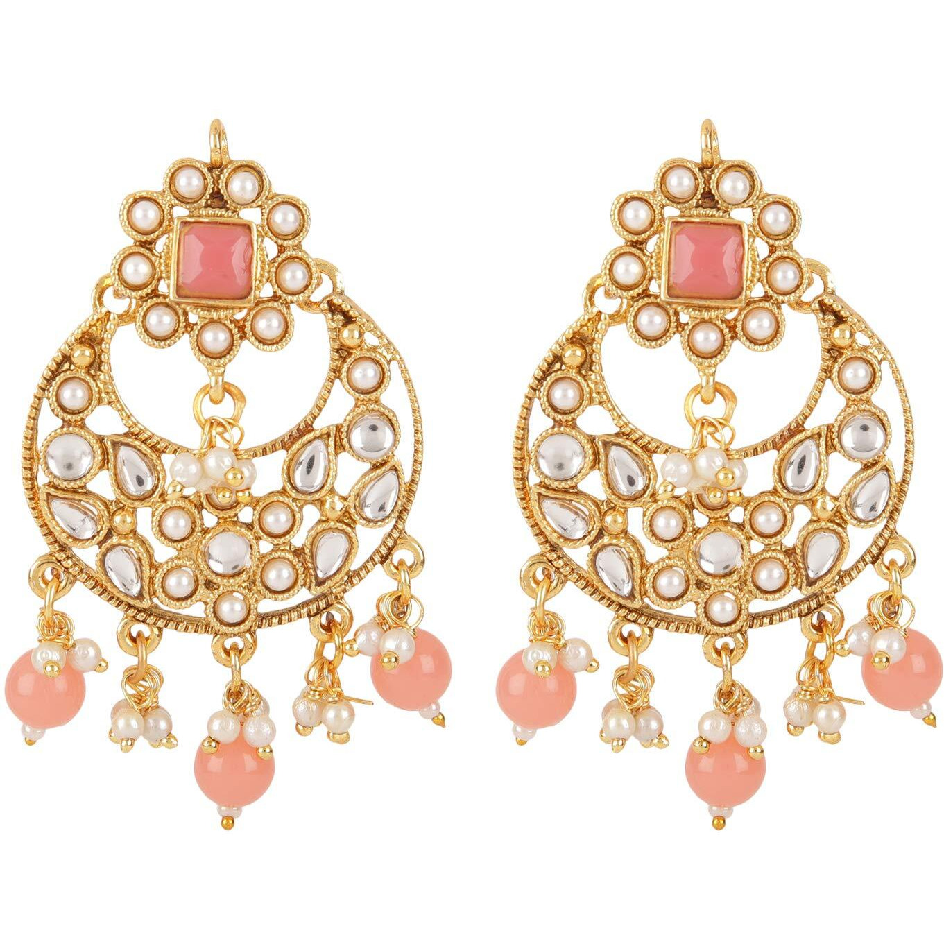 Shining Diva Fashion Latest Choker Design Kundan Traditional Necklace Jewellery Set for Women (Pink) (11283s)