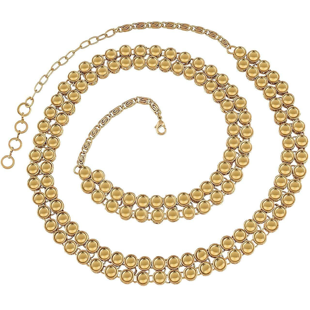 I Jewels 18K Gold Plated Traditional Ethnic Round Kundan Studded Adjustable Kamarband/Belly Chain/Kandora/Wait Belt For Women (B016FL)