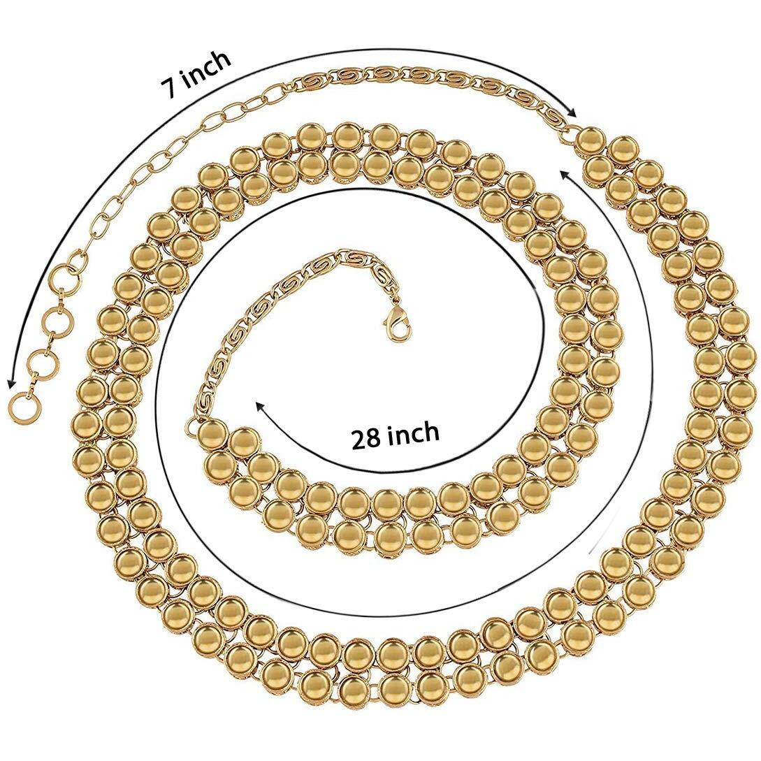 I Jewels 18K Gold Plated Traditional Ethnic Round Kundan Studded Adjustable Kamarband/Belly Chain/Kandora/Wait Belt For Women (B016FL)