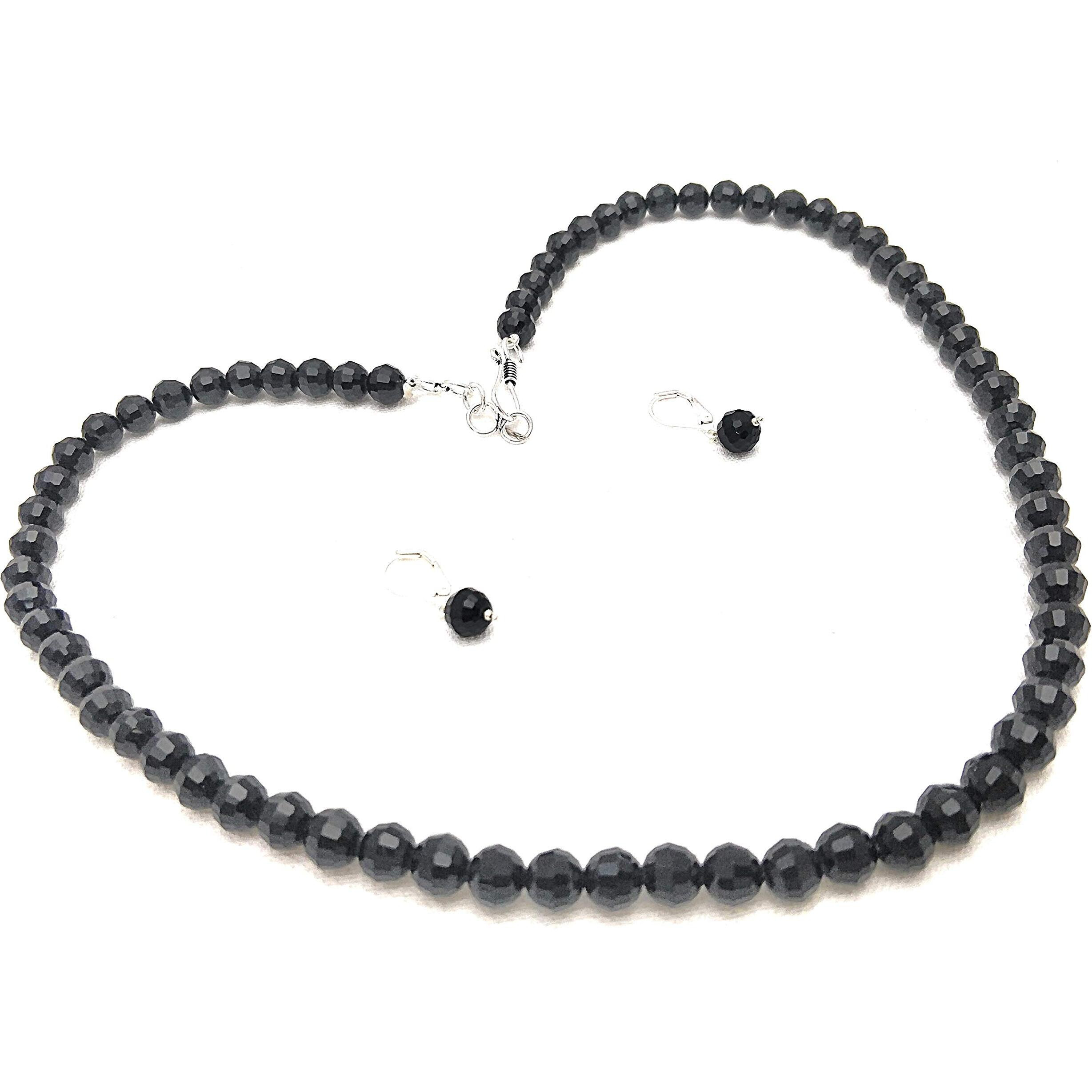 Taruna Biyani 8MM Faceted High Gloss Luster Shining Crystal Necklace Mala Jewellery Set with Earrings for Women Girls (CR20)