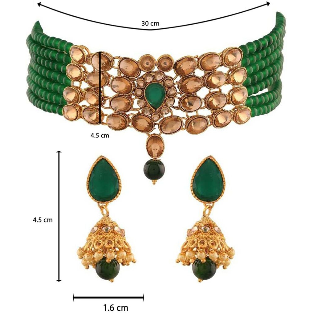 Peora Gold Plated Kundan Pearl Floral Choker Necklace with Earring Indian Traditional Ethnic Jewellery Set for Women Girls