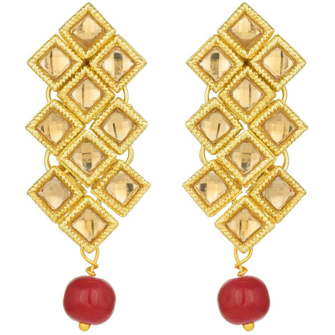Peora 18K Gold Plated Kundan Blue Choker Necklace Earring Ethnic Indian Traditional Jewellery Set for Women