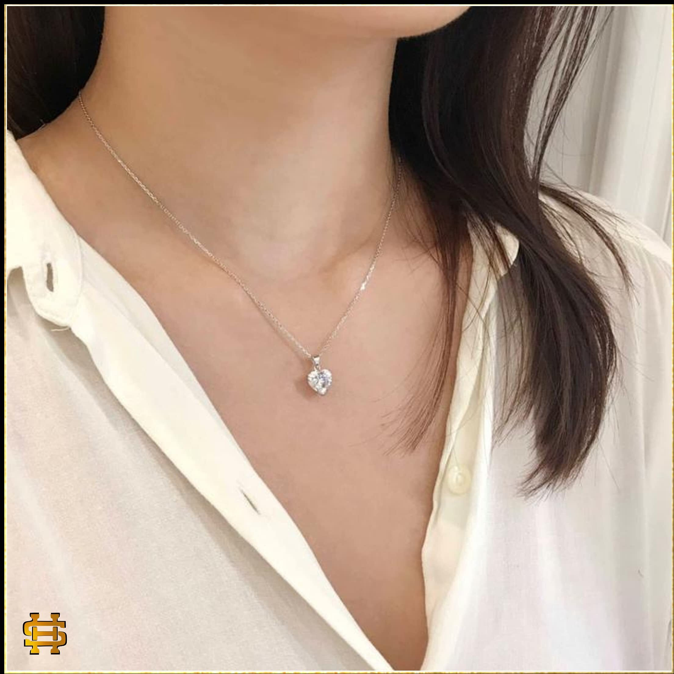 HighSpark 925 Silver Solitaire Heart Earrings Pendant Necklace Set for Women | 92.5 Sterling Silver & Diamond like Brilliance Sparkling Zirconia | Lovely Gift - Silver Heart Set