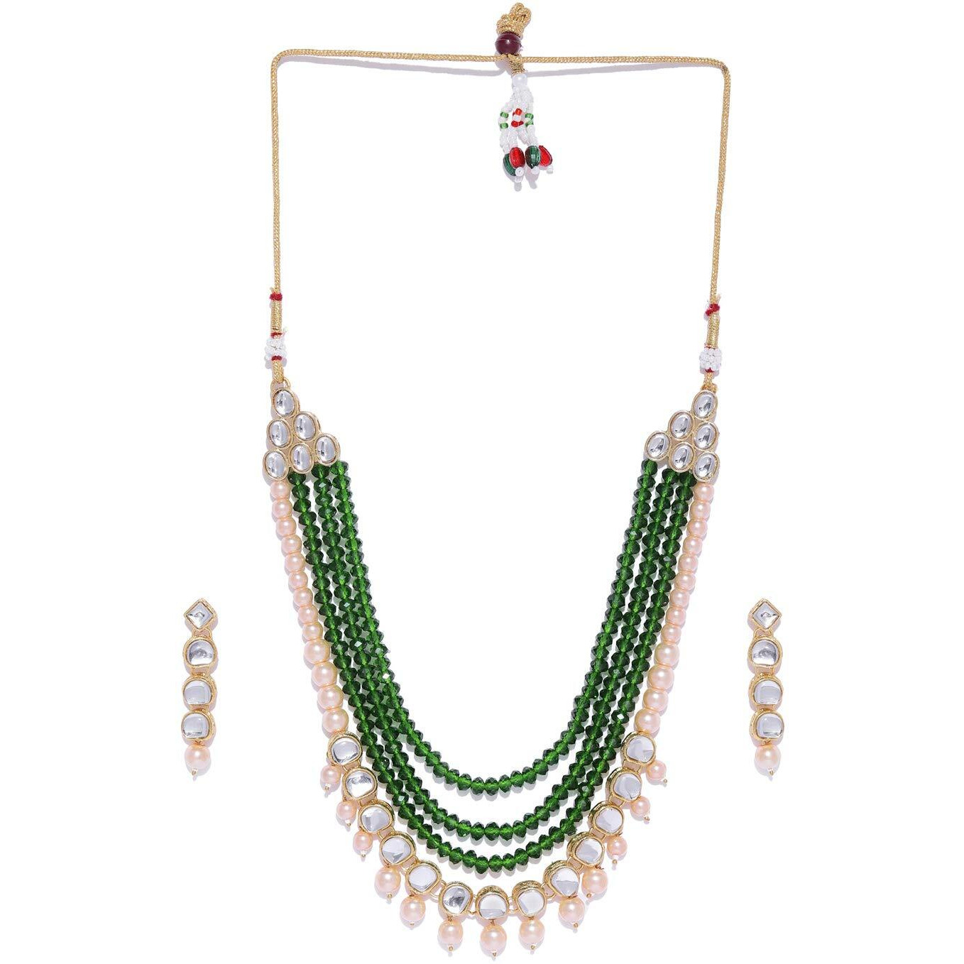 ZAVERI PEARLS Designer Multi Layered Kundan Necklace Set For Women-ZPFK9179