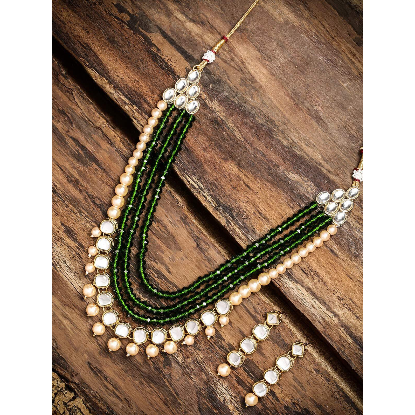 ZAVERI PEARLS Designer Multi Layered Kundan Necklace Set For Women-ZPFK9179
